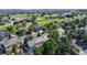 Stunning aerial view of luxury homes nestled amongst mature trees and located on the golf course at 1977 Champions Cir, Castle Rock, CO 80104