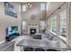 Open living room with soaring ceilings, fireplace, large windows, and comfortable seating, perfect for entertaining at 6746 S Biloxi Ct, Aurora, CO 80016