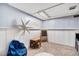 Finished playroom in the basement with carpet, fun decor and a chalkboard at 241 S 15Th Ave, Brighton, CO 80601