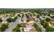 Aerial view of a quiet neighborhood with tree-lined streets and well-maintained homes at 11383 Oakland Dr, Commerce City, CO 80640