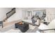 Well-lit living room has decorous furniture, an open floor plan, and a staircase nearby at 5814 Cole Way, Arvada, CO 80004