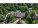 Stunning aerial view of the estate featuring a sparkling pool and lush landscaping at 17 E Belleview Ln, Greenwood Village, CO 80121