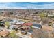 An aerial view showcases the property, neighborhood and downtown in the distance at 3670 Ivanhoe St, Denver, CO 80207