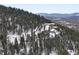 Houses on a forested mountain slope, dusted with fresh snow at 5525 S Twin Spruce Dr, Evergreen, CO 80439