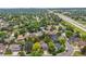 This aerial showcases the neighborhood's proximity to a highway for easy access at 8268 W Caley Pl, Littleton, CO 80123