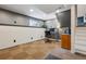 Finished basement office area with white brick and recessed lighting, a great workspace at 8268 W Caley Pl, Littleton, CO 80123