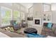 Bright living room with a fireplace, large windows, high ceilings and built-in shelving at 1774 Spring Water Pl, Highlands Ranch, CO 80129