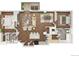Detailed floor plan showcasing the layout of the home with bedrooms, living areas, and bathrooms at 1435 Wazee St # 305, Denver, CO 80202