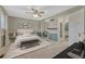Comfortable main bedroom with a ceiling fan, a mirror closet, and neutral walls at 17390 E Greenwood Cir, Aurora, CO 80013