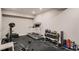 Home gym with treadmill, weights, and rubber flooring for workouts at 4965 Malaya St, Denver, CO 80249