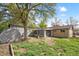 Backyard featuring a large tree, greenery, and structures offering potential for outdoor activities at 6953 Elati Way, Denver, CO 80221