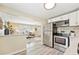Modern kitchen features stainless appliances, white cabinetry, quartz counters, and decorative backsplash at 6953 Elati Way, Denver, CO 80221