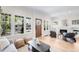 Light-filled living room with a fireplace, comfortable seating, and a view of the outdoors at 1469 S Lincoln St, Denver, CO 80210