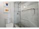 Clean bathroom with marble shower and built-in bench at 2 Adams St # 1010, Denver, CO 80206