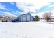 Barn with RV hookups, snow on the ground at 409 N Garden Ct, Platteville, CO 80651