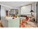 Comfortable living room featuring modern fireplace at 155 Steele St # 418, Denver, CO 80206