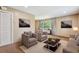 Cozy, staged living room featuring ample seating and great natural light at 1060 Saulsbury St, Lakewood, CO 80214