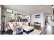 Open-concept living area with a comfortable sofa, ottoman, and seamless flow to the kitchen and dining space at 4826 S Ireland St, Aurora, CO 80015