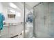 Bathroom offers a shower, vanity and modern fixtures creating a clean and functional space at 6625 S Ogden St, Centennial, CO 80121