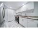 Efficient kitchen featuring white cabinets, modern appliances, and durable countertops at 6625 S Ogden St, Centennial, CO 80121