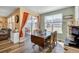 Sunny dining area with backyard access and natural light; perfect for Gathering meals at 892 High Point Trl, Elizabeth, CO 80107