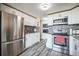 Well-lit kitchen with stainless steel appliances, stylish backsplash, and modern finishes at 1155 N Ash St # 806, Denver, CO 80220