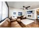 Comfortable living room featuring hardwood floors and fireplace at 3383 Mount Royal Dr # 46, Castle Rock, CO 80104
