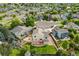 Aerial view of a residential neighborhood featuring mature trees and well-maintained lawns at 11100 Callaway Ct, Parker, CO 80138