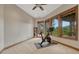 Bright exercise room features ample natural light and an exercise bike with picturesque views at 2597 Oak Vista Ct, Castle Rock, CO 80104
