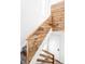 Staircase featuring wood accents, white walls, and access to the lower level, blending style with functionality at 130 S Holman Way, Golden, CO 80401