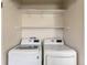 Bright laundry room featuring a side-by-side washer and dryer and ample shelving at 1620 S Ivory Cir # C, Aurora, CO 80017