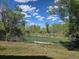 Overgrown green backyard with cloudy skies and trees in view at 17605 E Temple Dr, Aurora, CO 80015