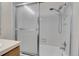 Clean bathroom with shower/tub combo and updated fixtures at 979 S Miller St # 202, Lakewood, CO 80226