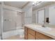 Bathroom with vanity, toilet and shower/tub combo at 979 S Miller St # 202, Lakewood, CO 80226