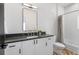 Well-lit bathroom features a sleek vanity with modern fixtures and a tiled shower/tub at 3285 Lawrence St, Denver, CO 80205