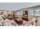 Inviting living room showcasing hardwood floors, neutral décor, and windows offering scenic views at 4776 Red Rock Dr, Larkspur, CO 80118