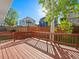 Wooden deck offers outdoor entertaining with a fenced backyard and beautiful neighborhood views at 16212 Blueleaf Pl, Parker, CO 80134