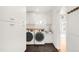 Functional laundry room with modern washer and dryer, ample storage, and a sink for convenience at 851 Quitman St, Denver, CO 80204