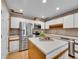 Kitchen featuring stainless steel appliances, white cabinetry, and a center island at 9200 E Cherry Creek South Dr # 29, Denver, CO 80231