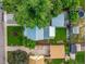 Aerial view of the house showing a large yard and detached garage at 2535 S Julian St, Denver, CO 80219