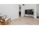 Bright, airy living room with light wood floors, neutral walls, and a large television at 2844 Quitman St, Denver, CO 80212