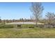 Community pool showing the sun deck with lounge area, set amongst green grass, shrubs, and trees at 14110 Greenfield Loop, Parker, CO 80134