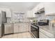 Beautiful kitchen featuring white cabinets, stainless steel appliances, and granite countertops at 1838 Wilson Cir, Erie, CO 80516