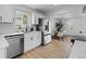 Bright, updated kitchen with stainless steel appliances, white cabinets, and modern backsplash at 2542 S Winona Ct, Denver, CO 80219