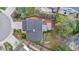 Aerial view of the home's roof, backyard with deck, patio, and landscaping in a suburban neighborhood at 8164 S York Ct, Centennial, CO 80122