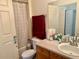 This bathroom features a shower-tub combo, toilet, and vanity sink at 14353 E 1St Dr # 302, Aurora, CO 80011