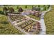 Overhead view of community garden offering residents plots for growing vegetables and flowers at 6716 E 149Th Ave, Thornton, CO 80602