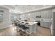 Bright, open kitchen featuring a spacious island, modern gray cabinets, and stainless steel appliances at 5108 N Quatar St, Aurora, CO 80019