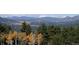 Beautiful mountain view with lush evergreen trees and bright yellow autumn leaves at 6169 Flat Creek Dr, Evergreen, CO 80439