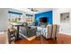 Comfortable living room with plenty of natural light, hardwood floors and vibrant colors at 1353 Quaker St, Golden, CO 80401